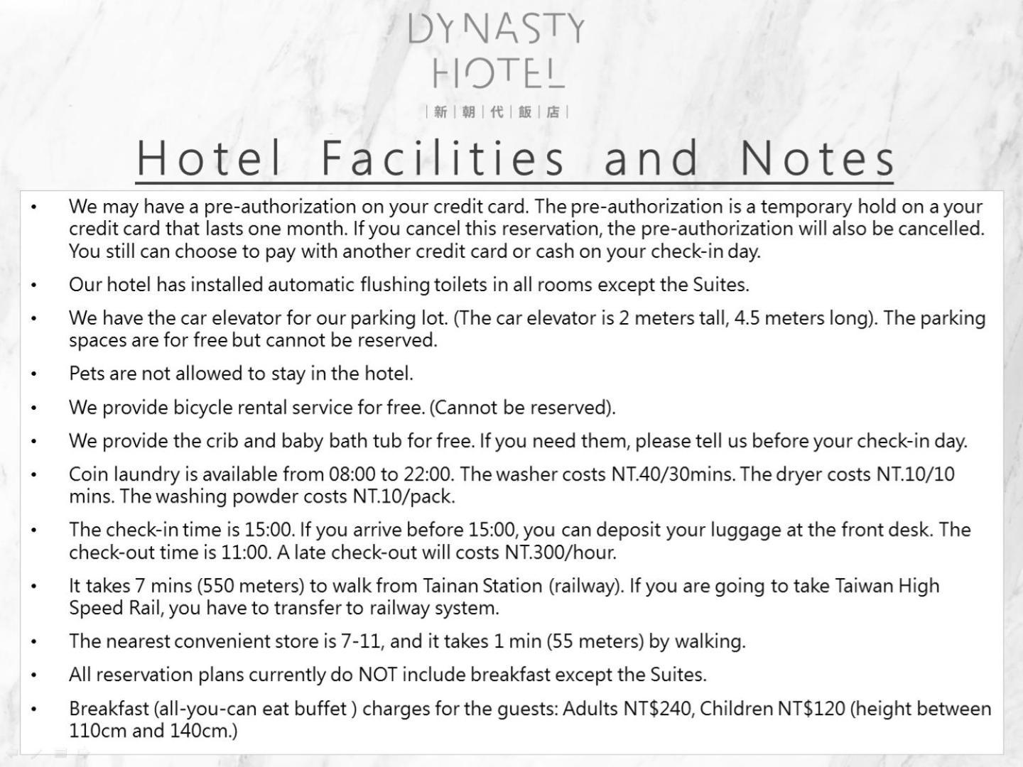 Dynasty Hotel Tainan Eksteriør billede